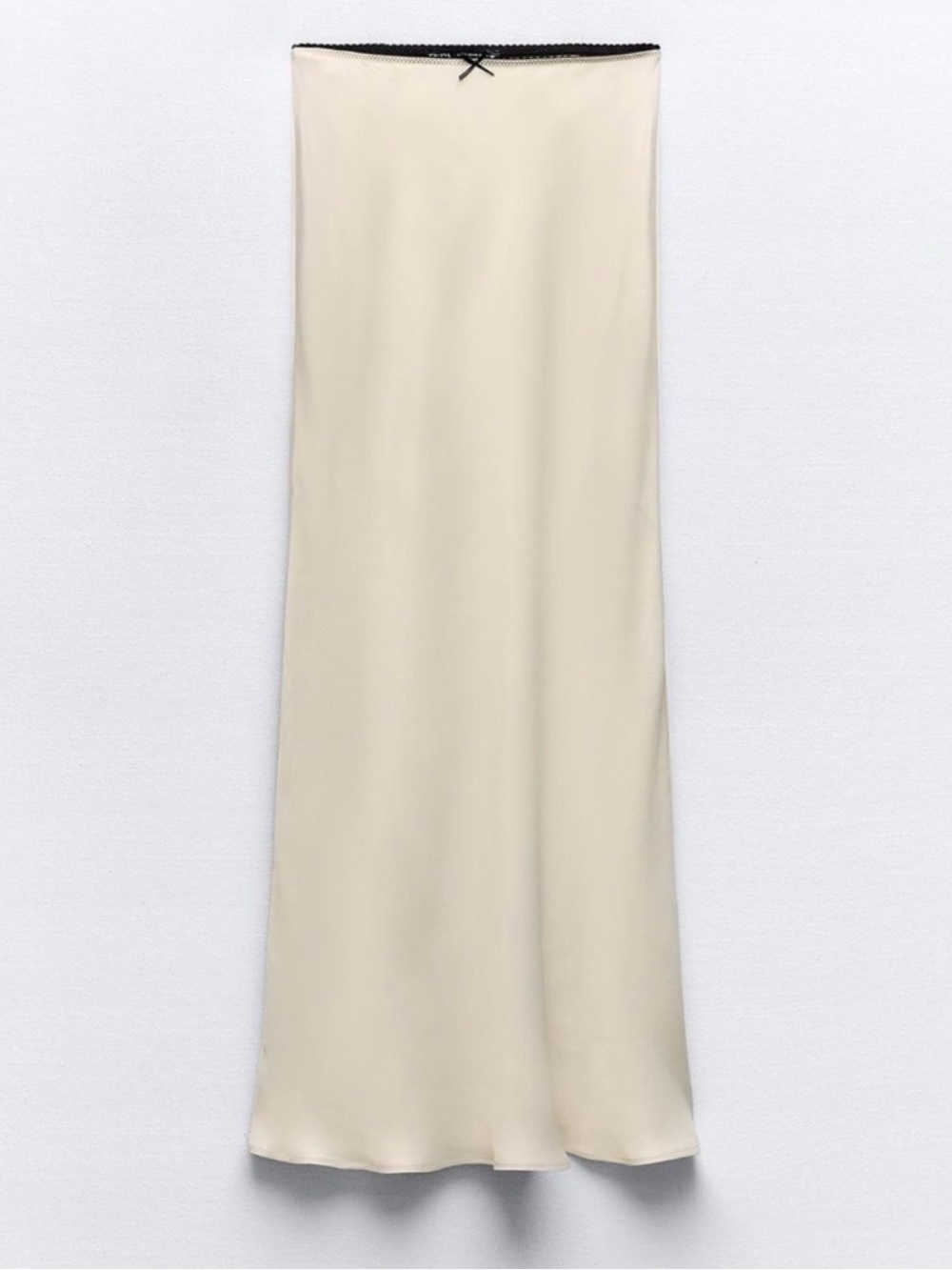 Zara Cream Maxi Slip Skirt with Black Trim